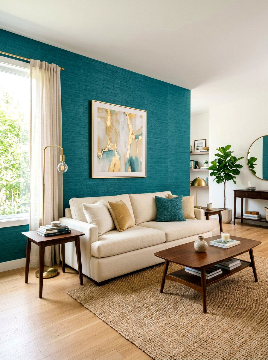 Teal Wallpaper Living Room - 30 teal living room ideas