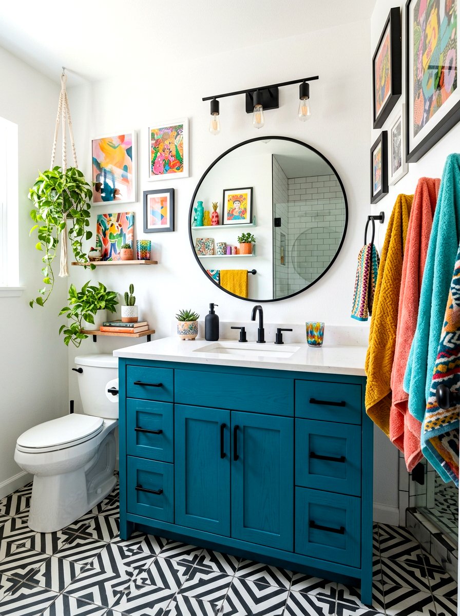 Teal bathroom vanity - 30 painted bathroom vanity ideas