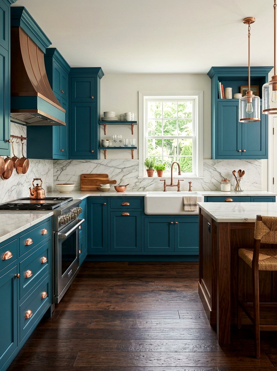 Teal blue kitchen cupboards - 30 blue kitchen ideas