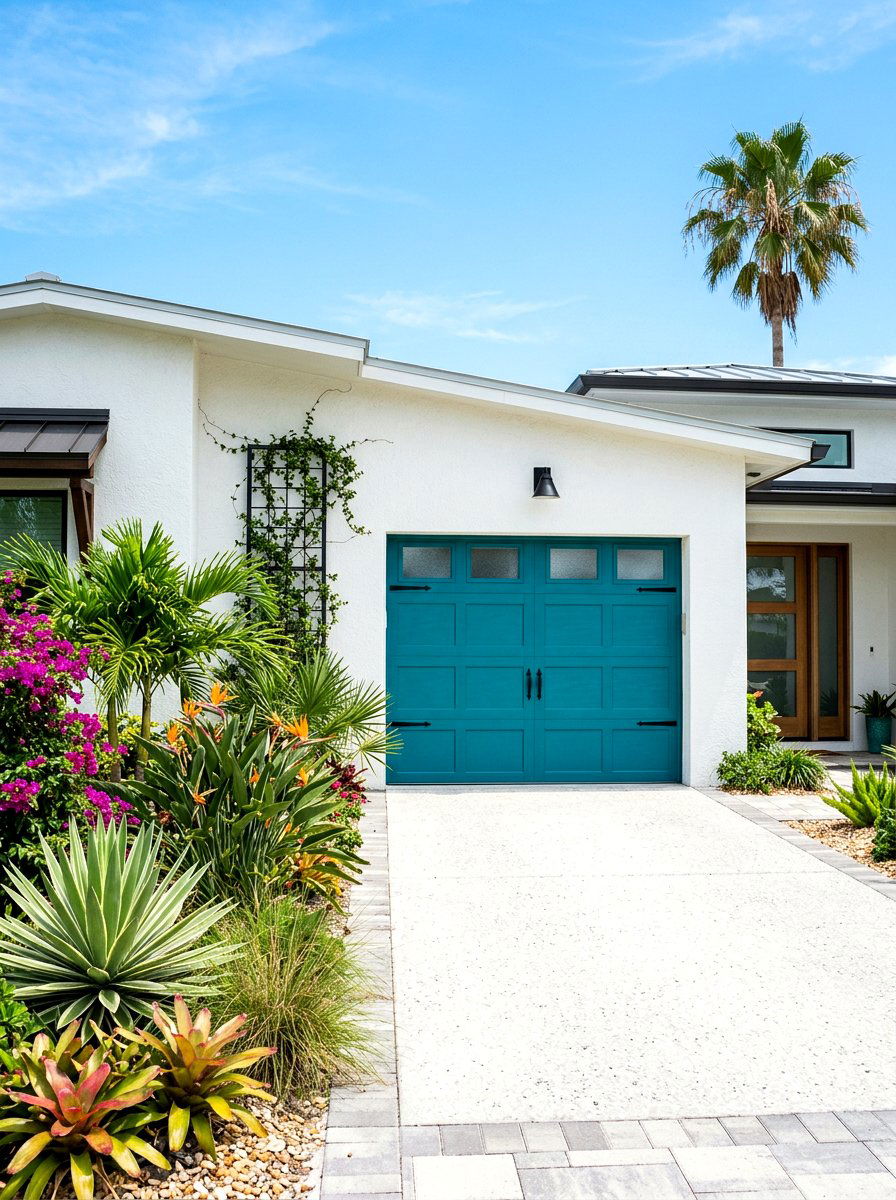 Teal garage door - 30 garage door color ideas