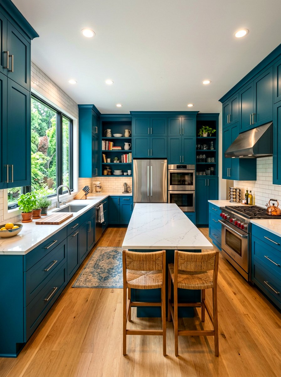 Teal kitchen cabinets - 30 color pop kitchen ideas