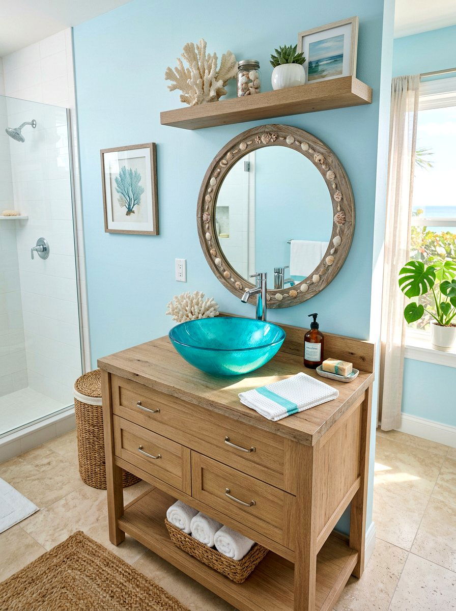 Teal vessel sink bathroom accents - 30 vessel sink bathroom ideas