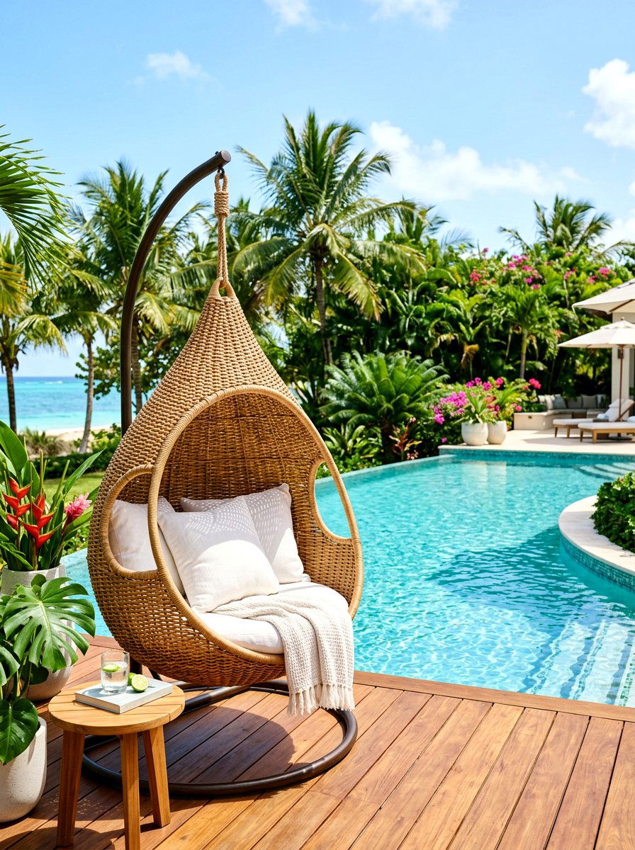 Teardrop Shaped Woven Chair - 30 cozy cocoon chair ideas
