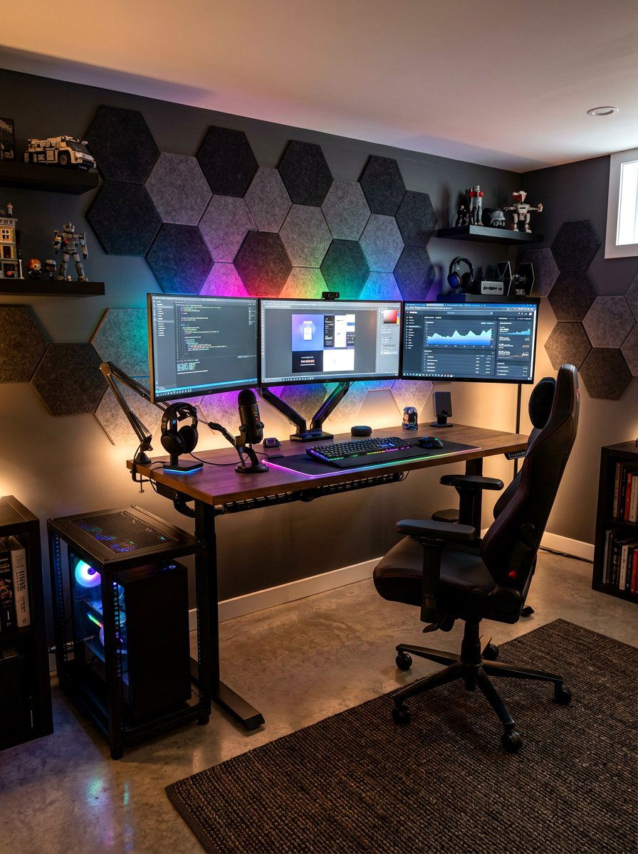 Tech Focused Basement Office Setup - 30 basement office ideas