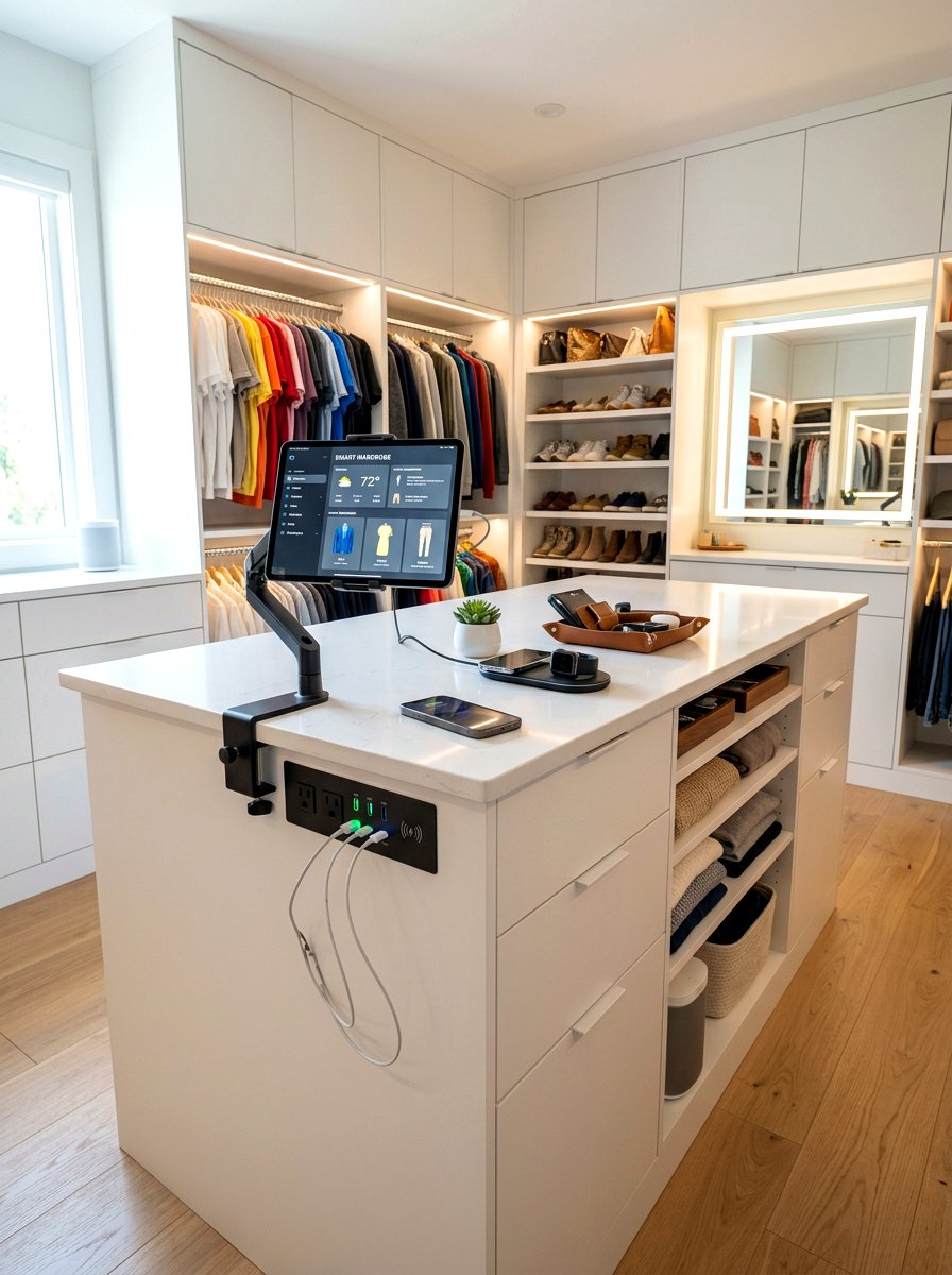 Tech Integrated Closet Island - 30 closet island ideas