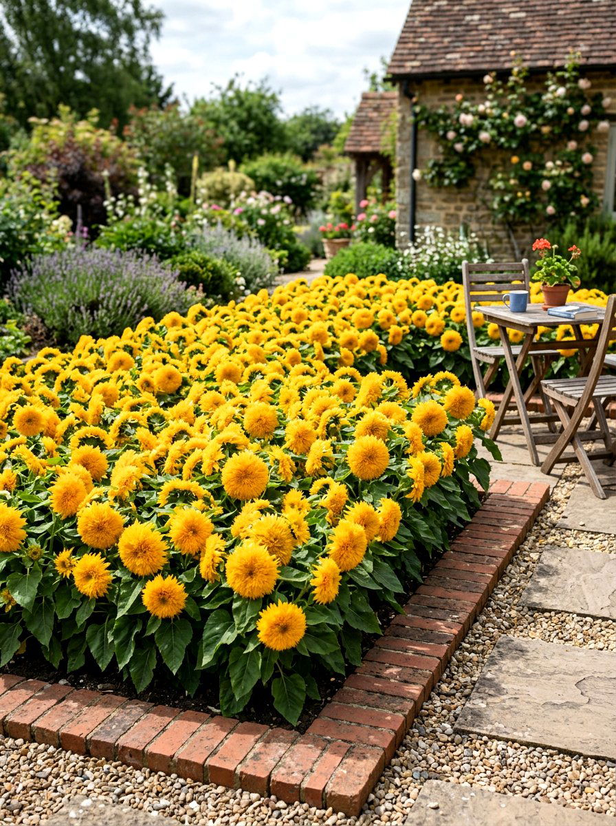 Teddy Bear Sunflower Bed - 30 sunflower garden ideas