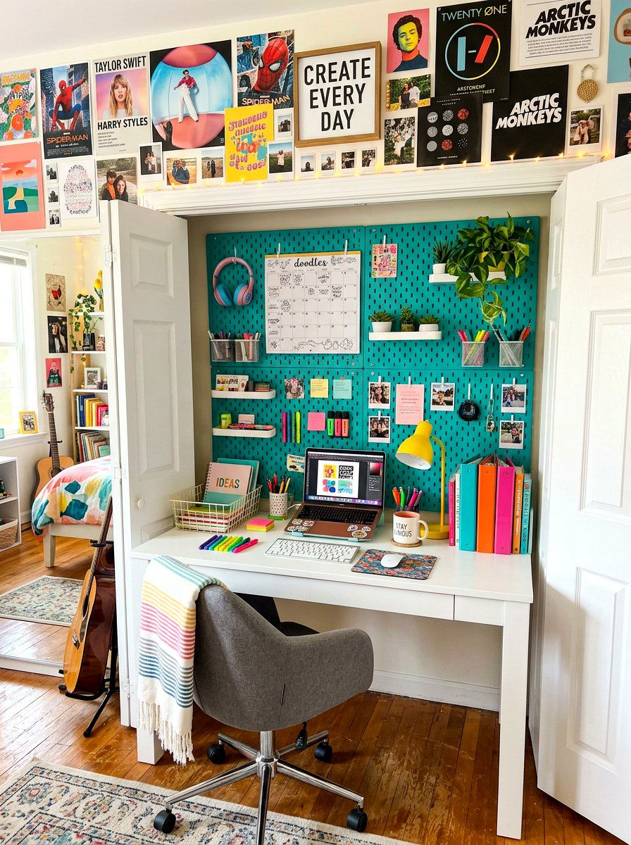Teen bedroom cloffice - 30 desk in closet ideas aesthetic