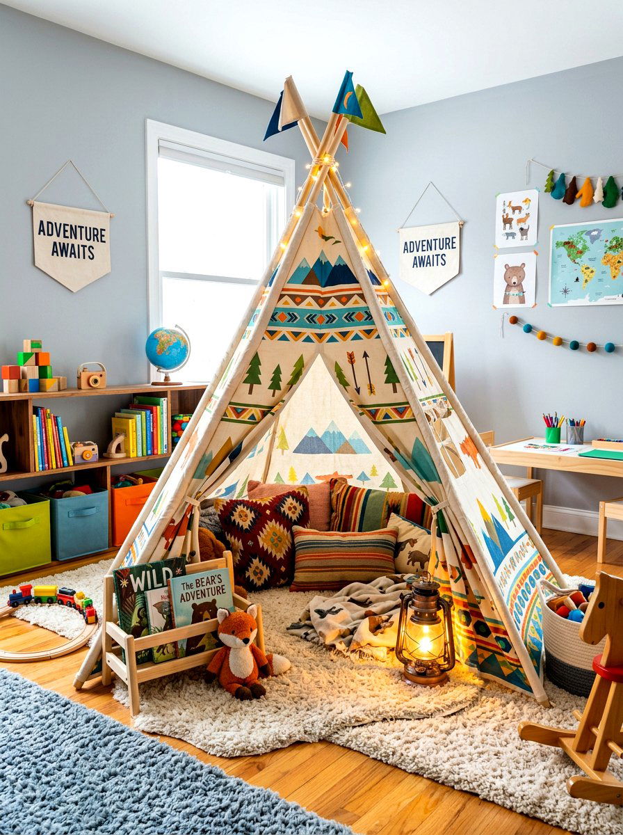 Teepee Shared Playroom - 30 children shared playroom ideas