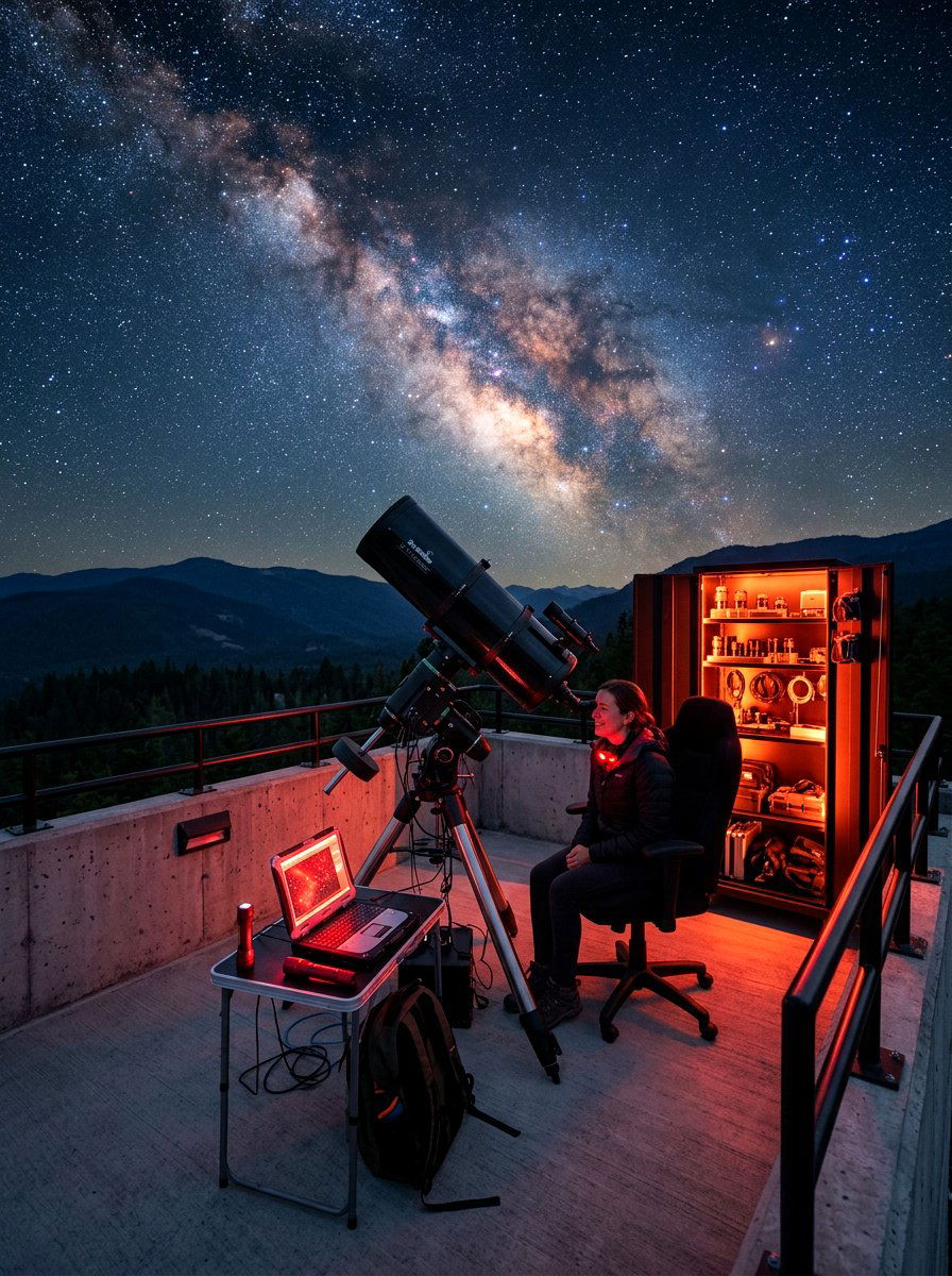 Telescope Viewing Station - 30 stargazing backyard lounge ideas