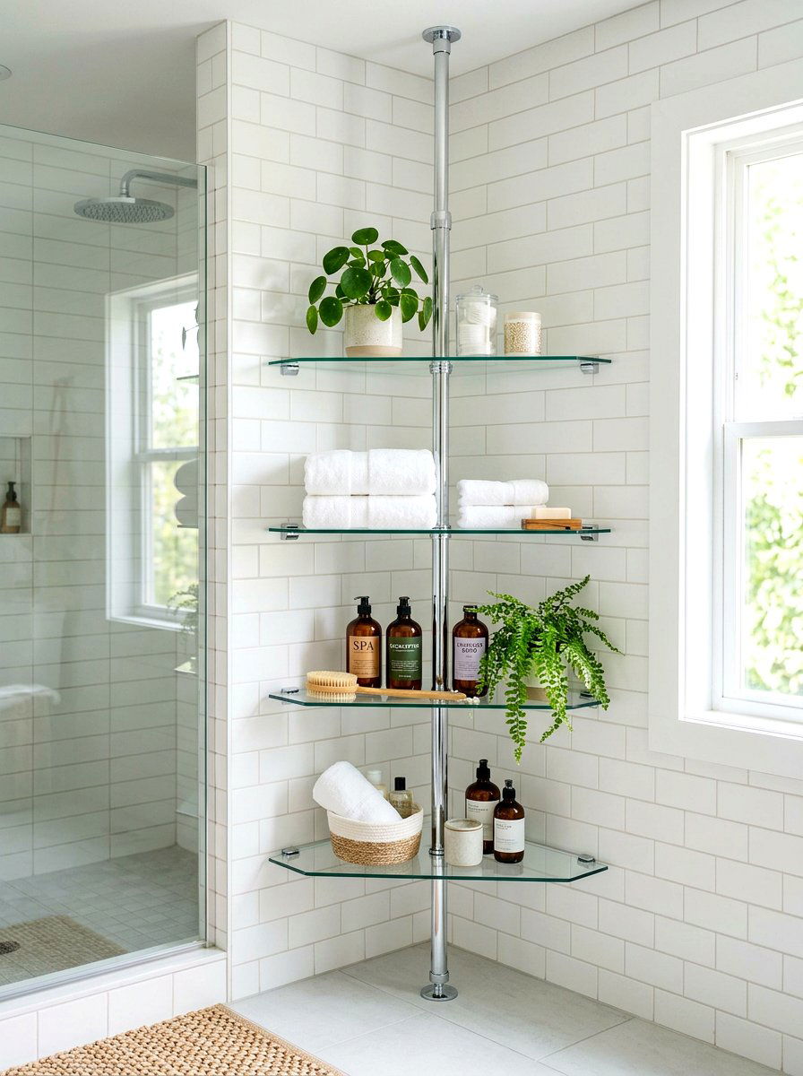 Tension Pole Shelving - 30 modular apartment storage ideas