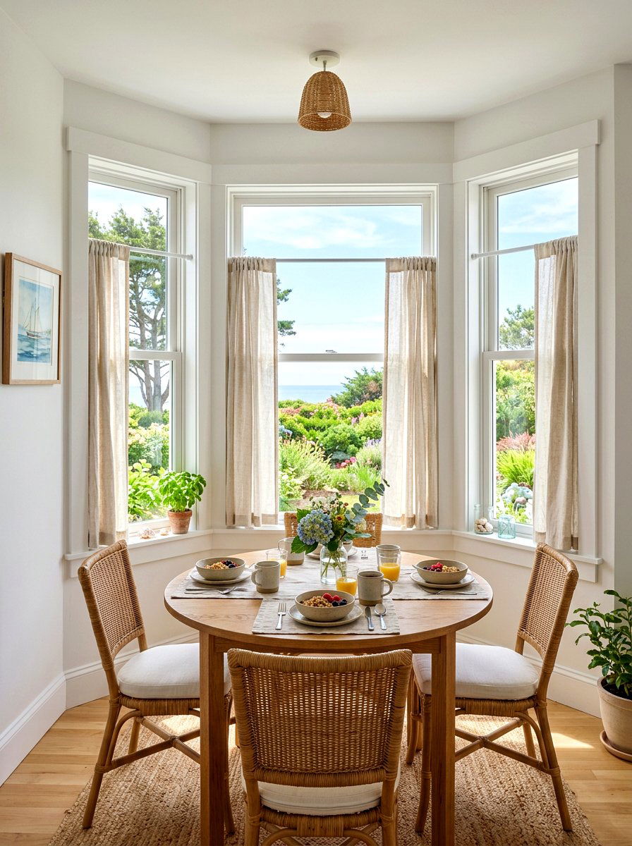 Tension Rod Bay Window - 30 no drill curtain ideas
