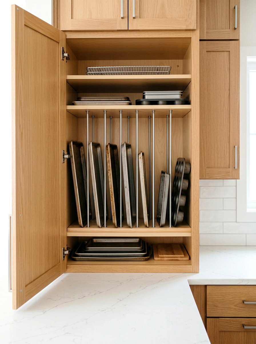 Tension Rod Organizers - 30 baking sheet storage ideas