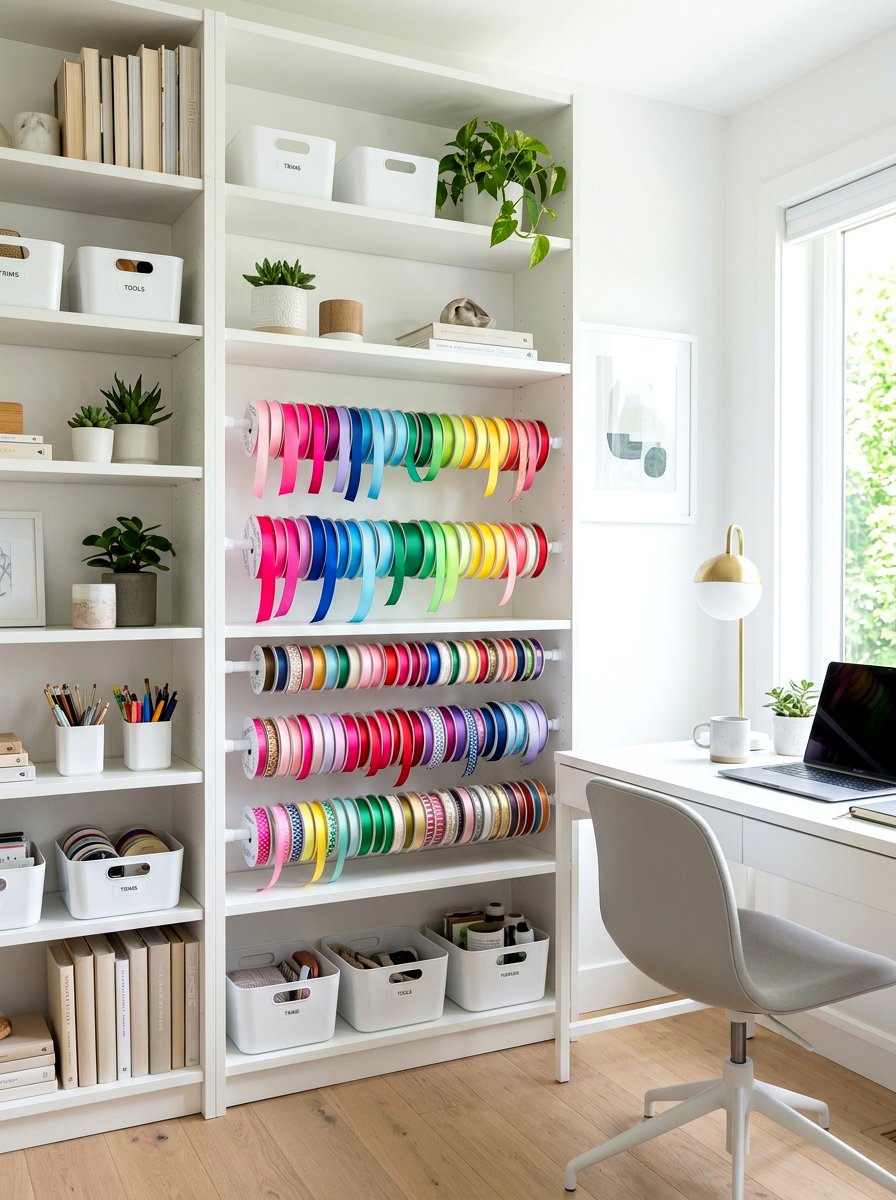 Tension Rod Ribbon Storage - 30 ribbon storage ideas