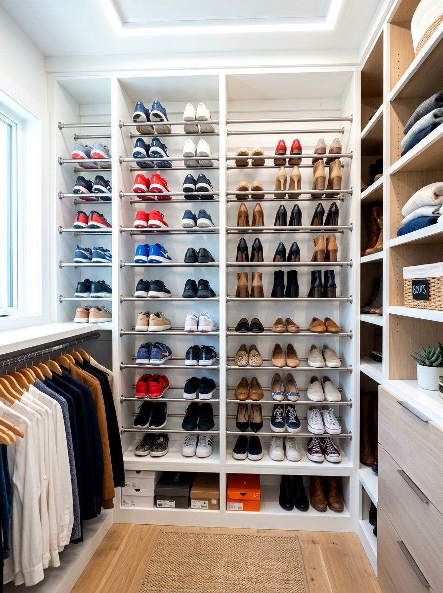 Tension Rod Shoe Storage - 30 shoe wall storage ideas