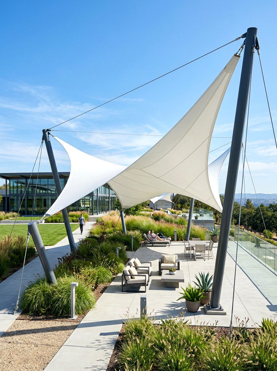 Tension membrane structure - 30 patio canopy ideas