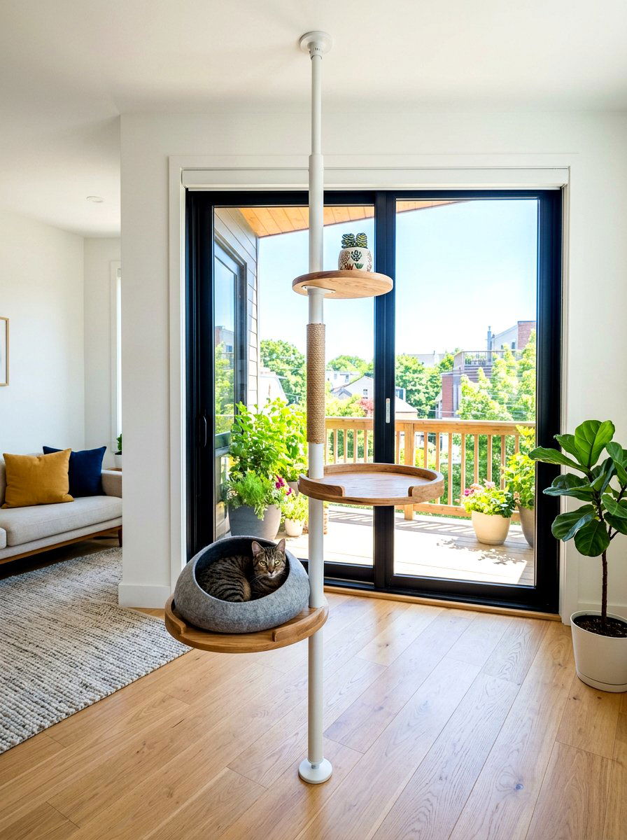 Tension pole cat window stand - 30 cat window perch ideas
