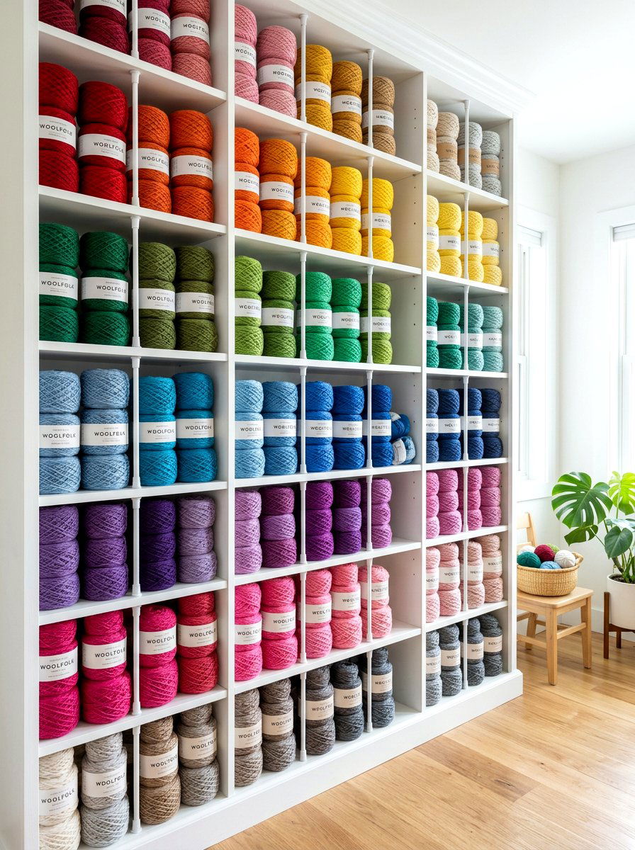 Tension rod dividers - 30 yarn storage ideas