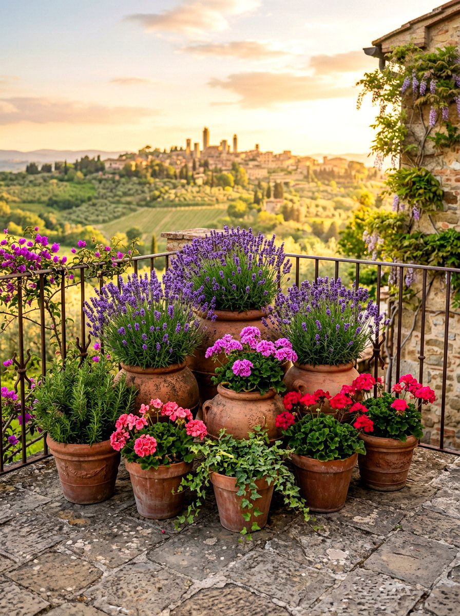 Terra Cotta Arrangement - 30 balcony container garden ideas