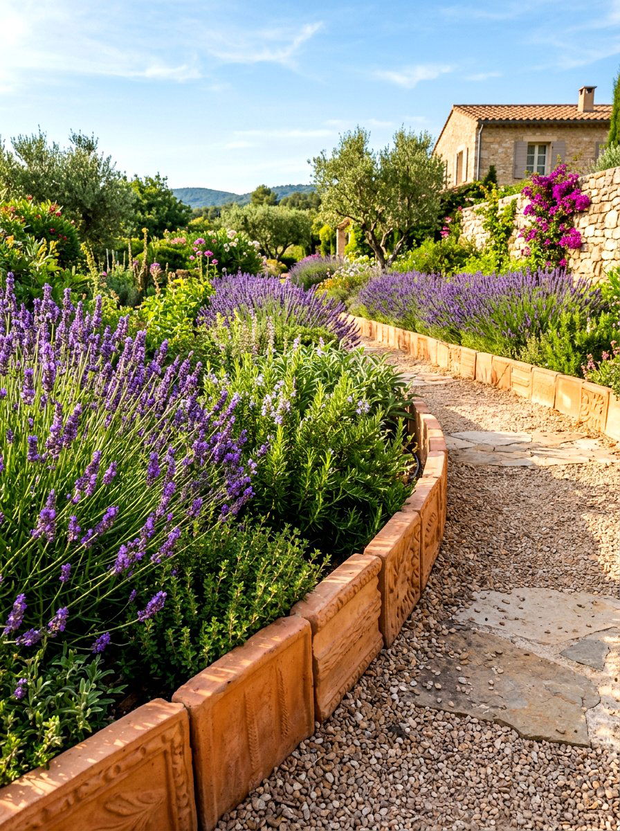 Terra Cotta Edging - 30 flower bed edging ideas