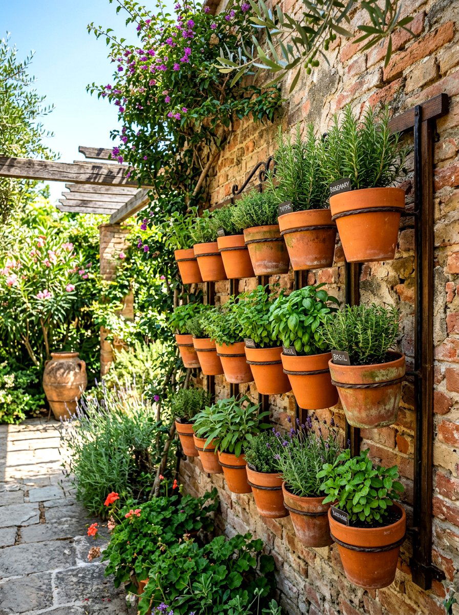 Terra Cotta Hanging - 30 outdoor vertical garden ideas