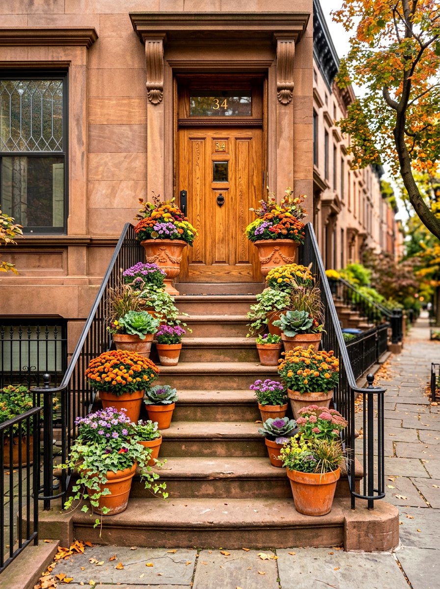 Terra Cotta Planter Stoop - 30 brownstone stoop ideas