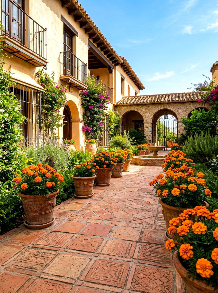 Terra Cotta Walkway Tile - 30 stepping pad lawn ideas