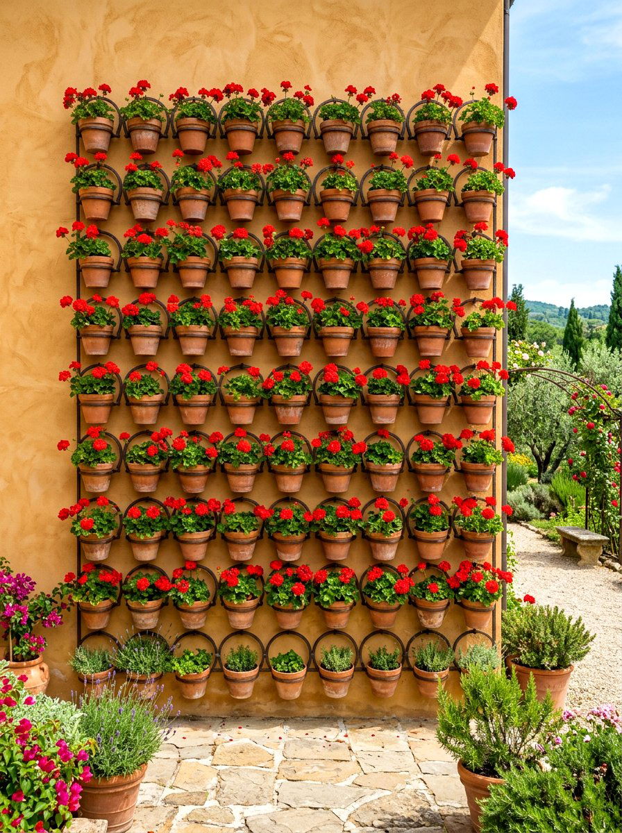Terra Cotta Wall Garden - 30 hanging wall garden ideas