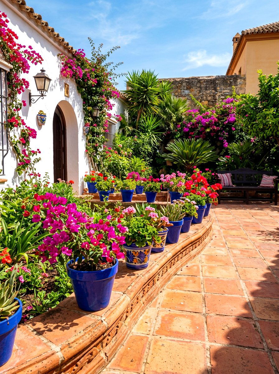 Terra cotta clay border - 30 patio paver border ideas