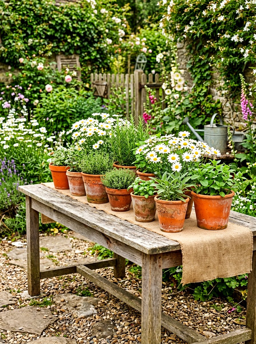 Terra cotta pot table - 30 garden baby shower table ideas