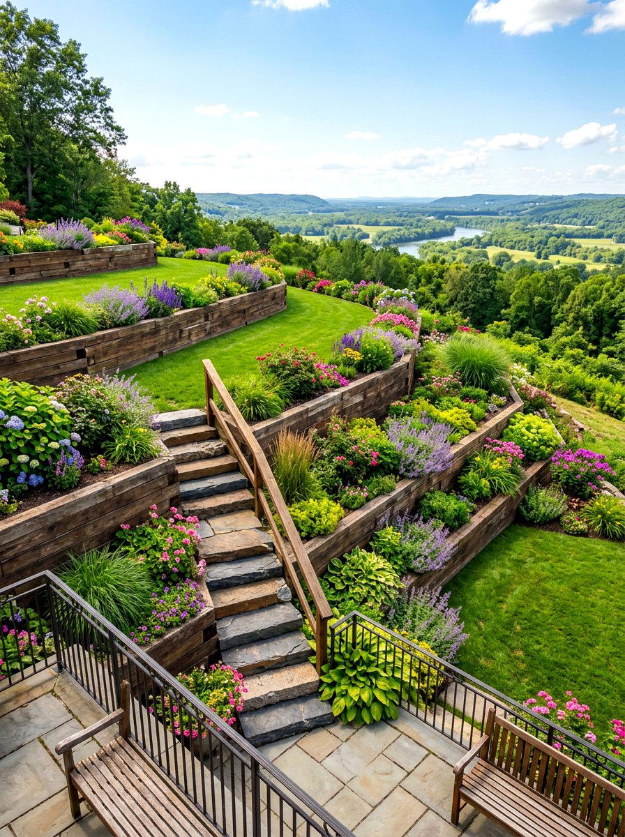 Terrace Slope Solution - 30 timber retaining wall ideas