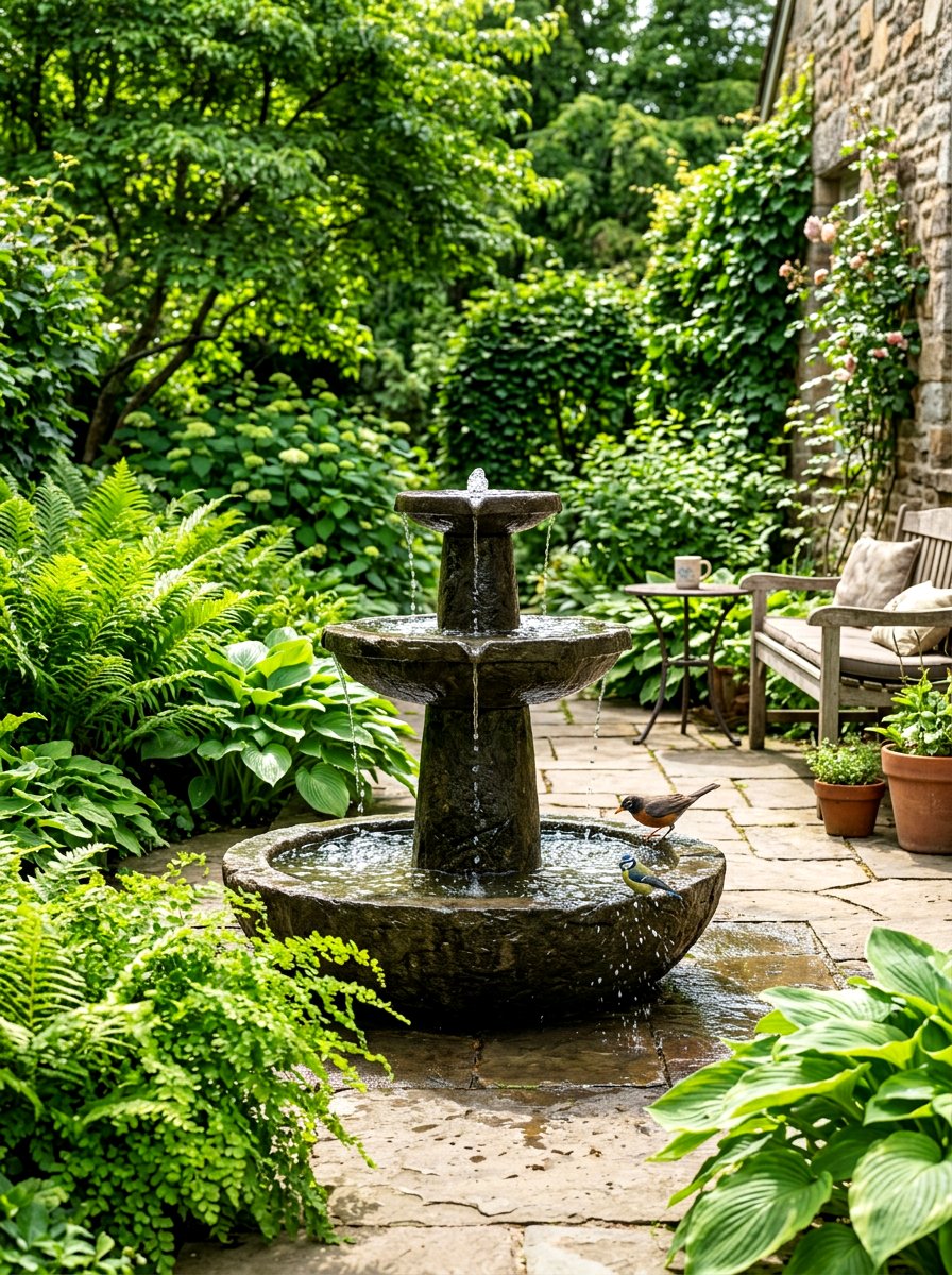 Terrace Water Fountain - 30 small terrace garden ideas
