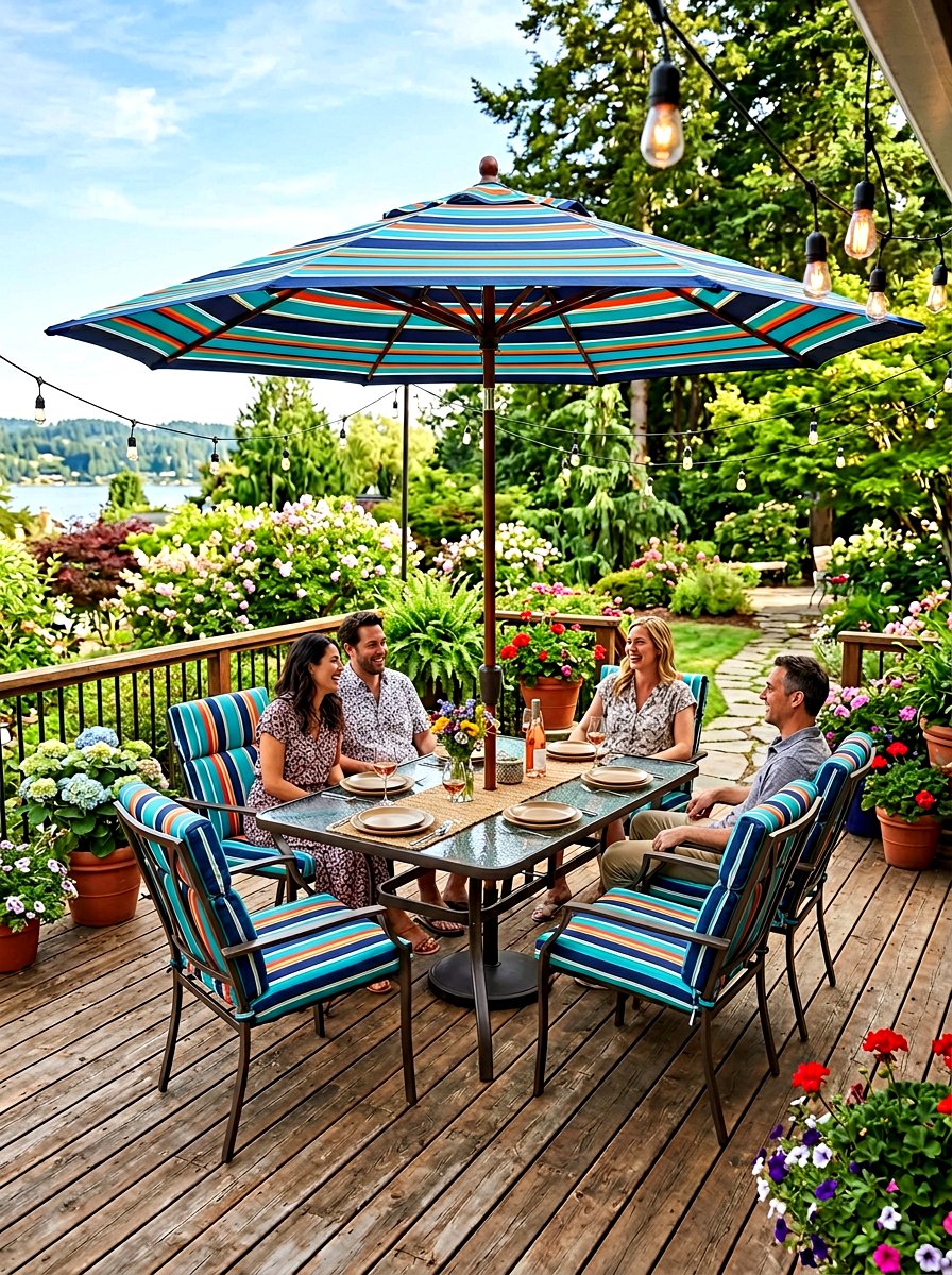 Terrace umbrella set - 30 garden umbrella ideas