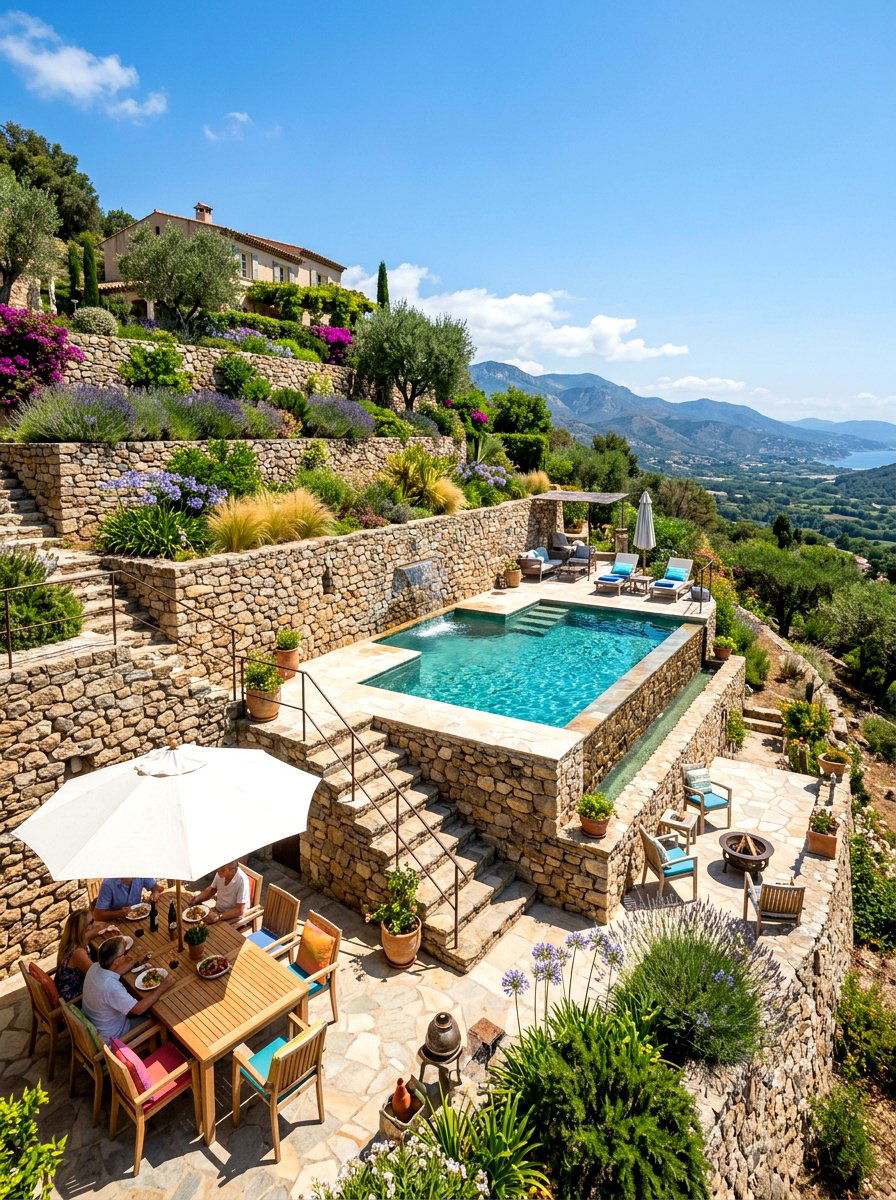 Terraced Backyard Plunge Pool - 30 plunge pool patio ideas