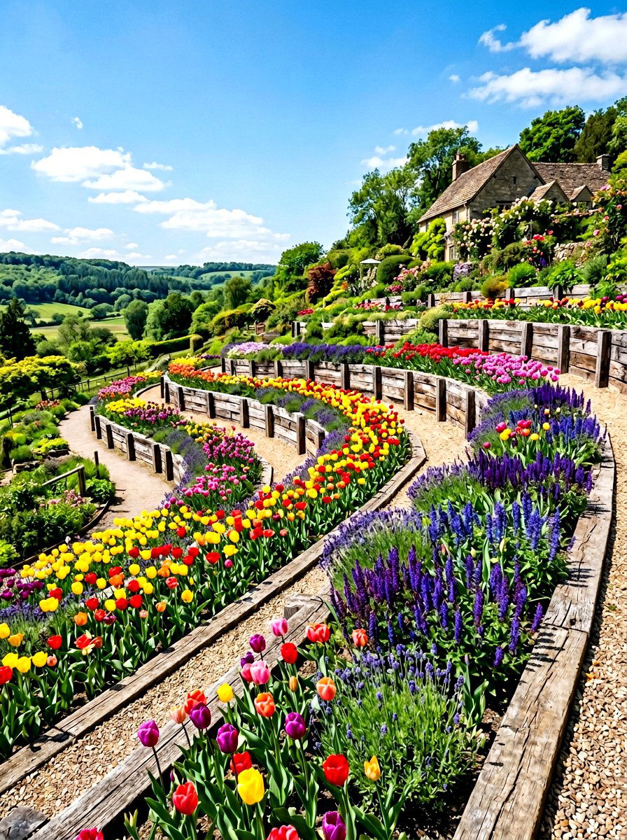 Terraced Flower Bed - 30 sloped yard landscaping ideas
