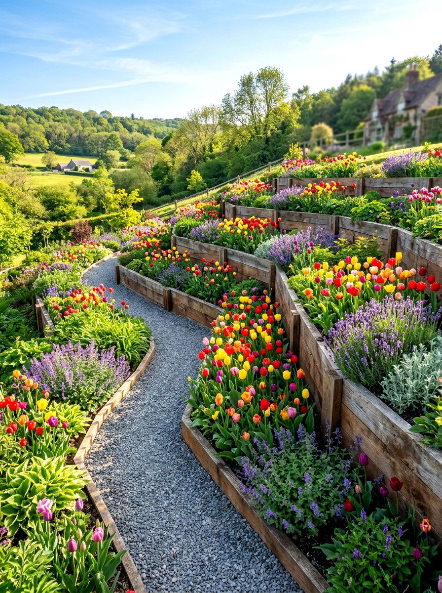 Terraced Garden Beds - 30 tiered backyard ideas