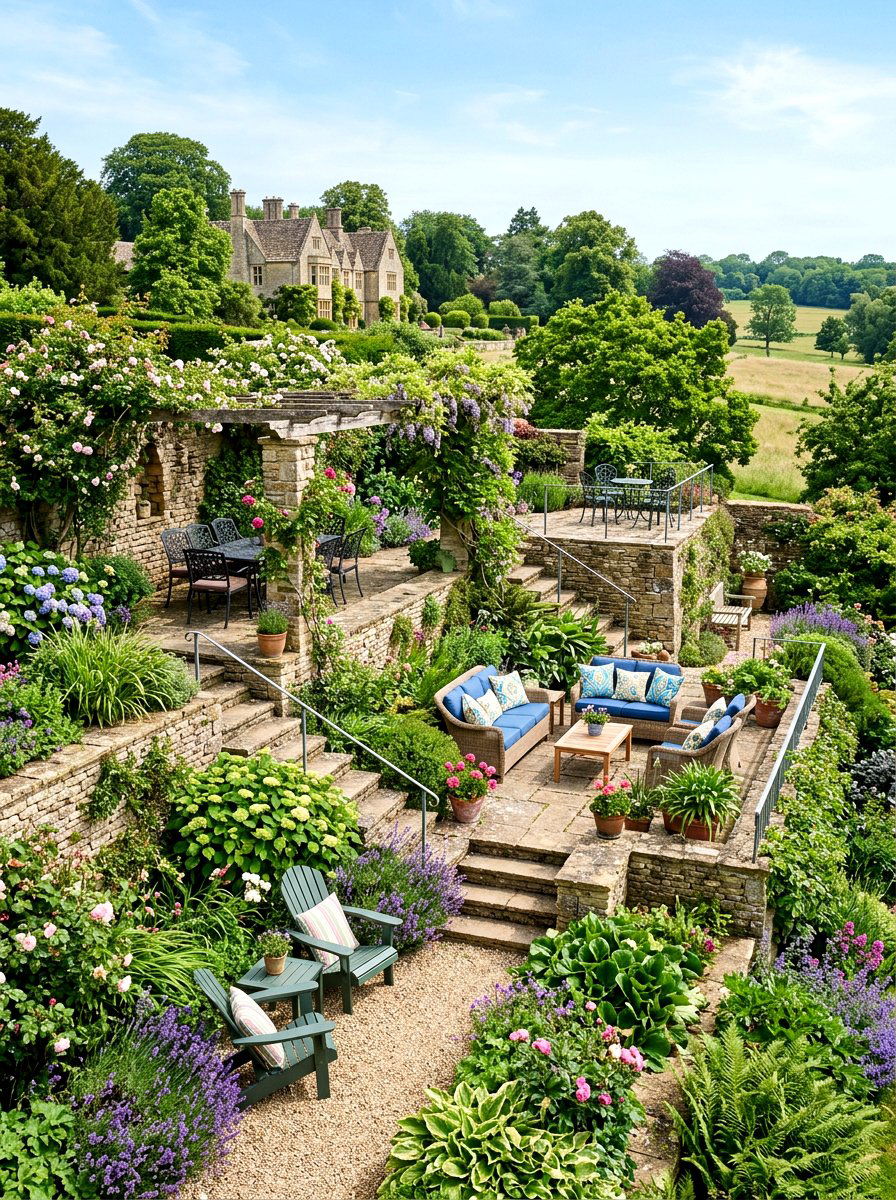 Terraced Garden Seating - 30 wine country patio ideas