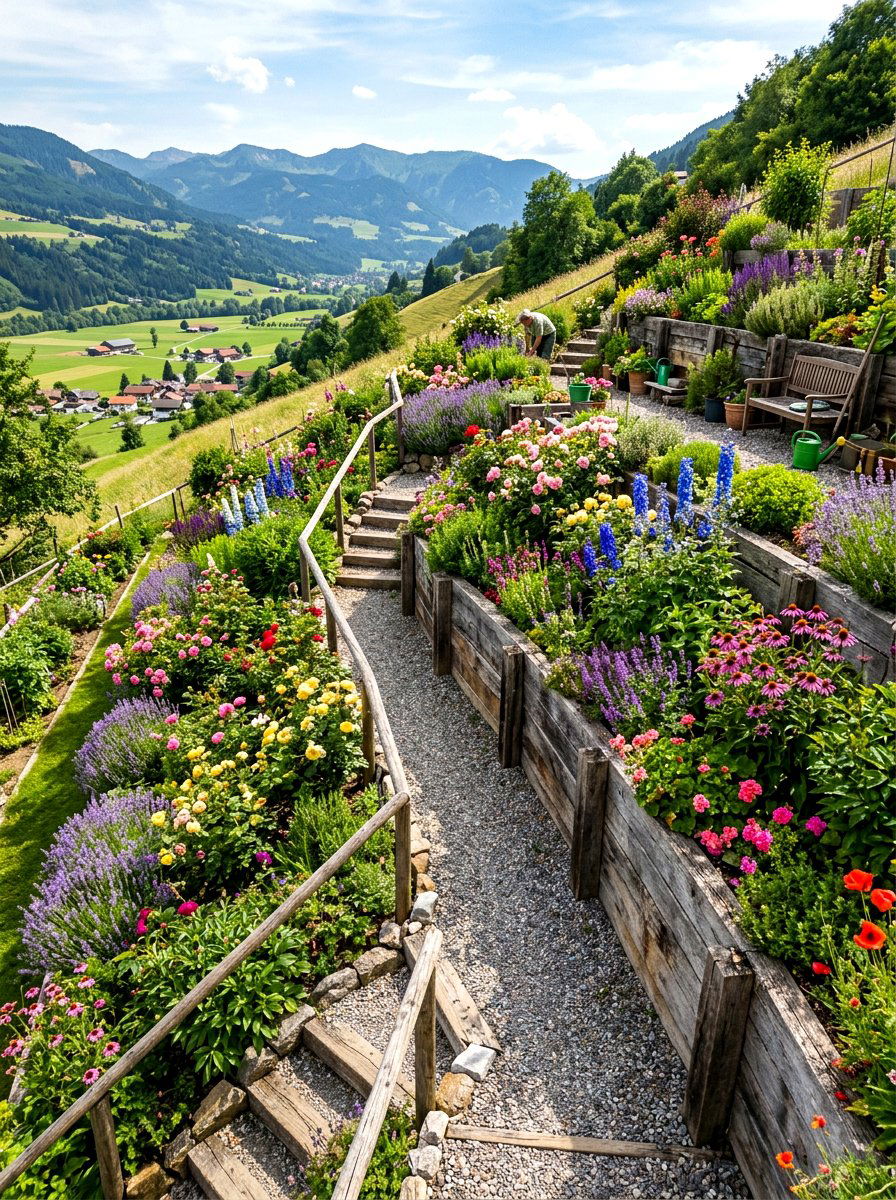 Terraced Garden - 30 drainage landscaping ideas