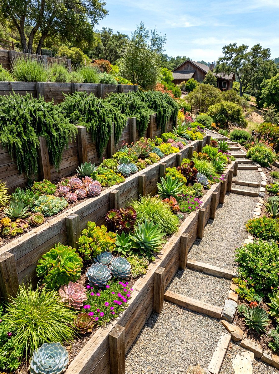 Terraced Hillside Landscaping - 30 drought tolerant landscaping ideas