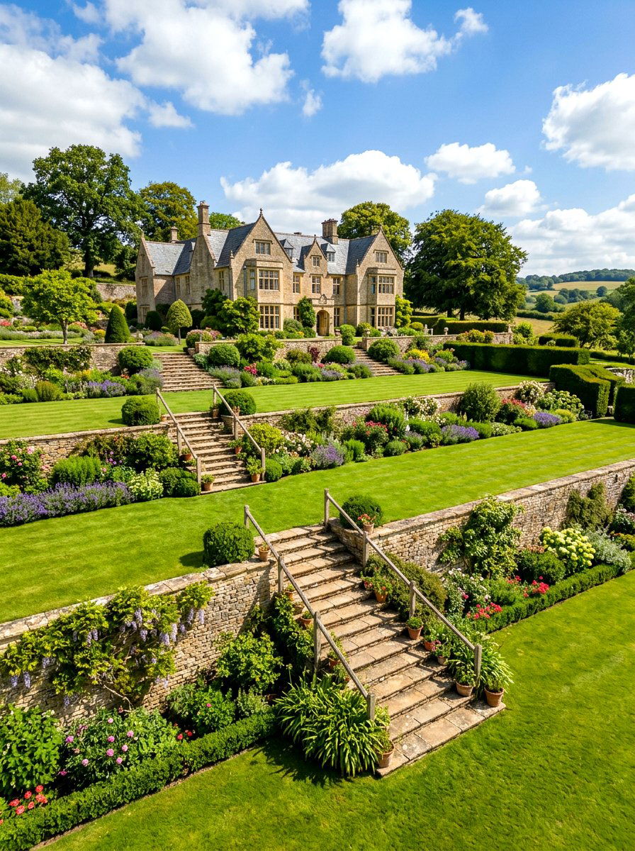 Terraced Lawn Landscape - 30 English manor exterior ideas