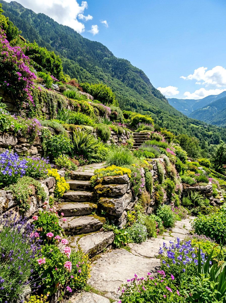 Terraced Rock Slope - 30 rock landscaping ideas
