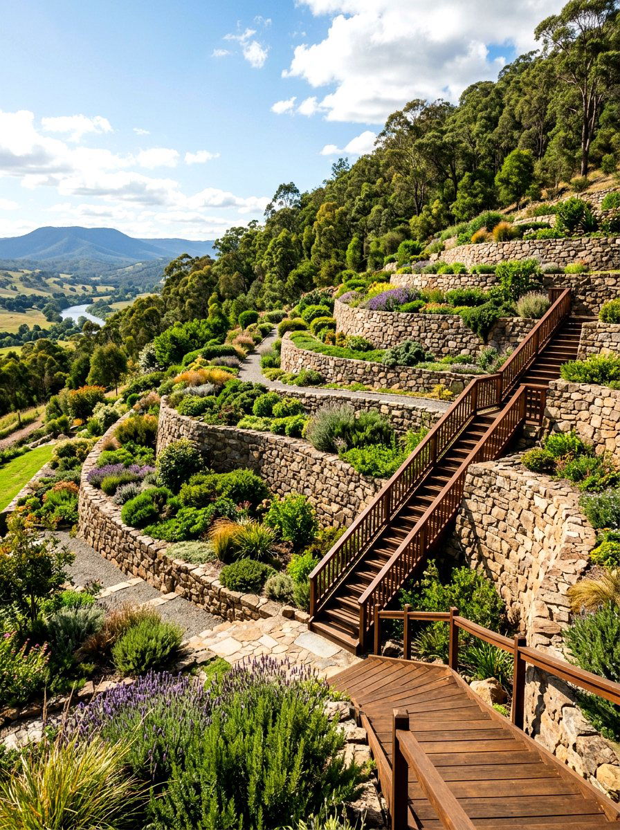 Terraced Slope Wall - 30 retaining wall ideas