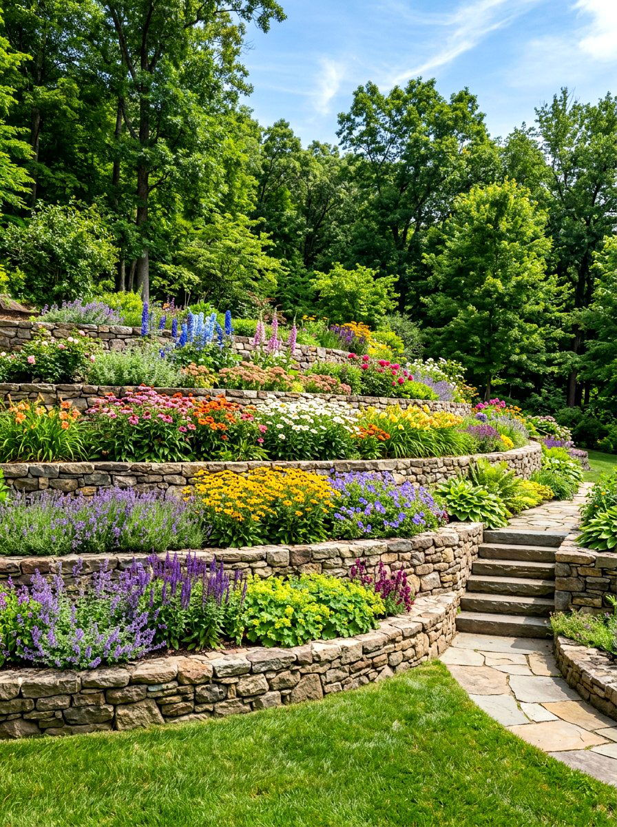 Terraced Wall - 30 garden wall ideas