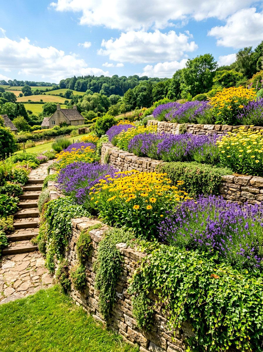 Terraced flower bed - 30 split level backyard ideas