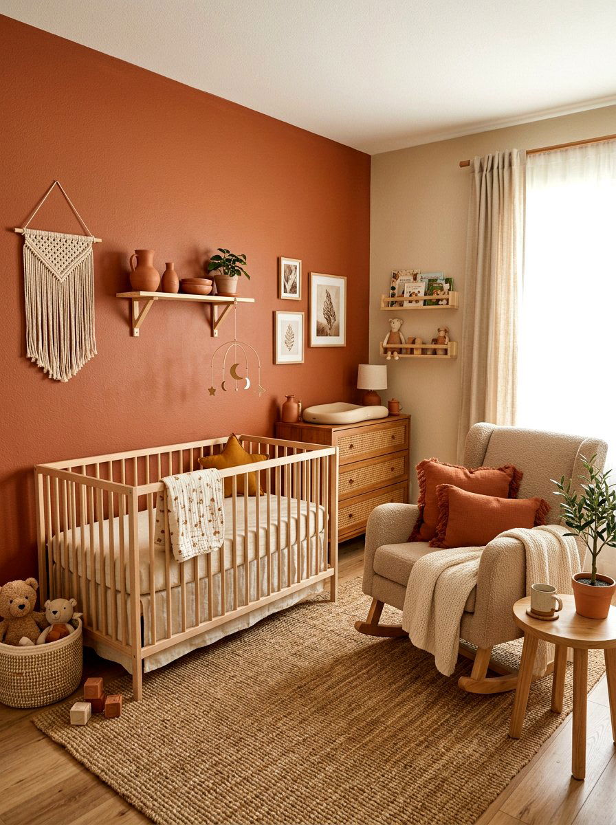 Terracotta Accent Neutral Nursery - 30 neutral nursery ideas
