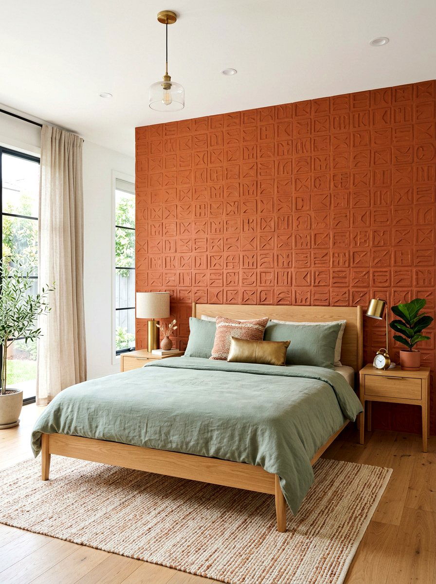 Terracotta Accent Wall - 30 boho bedroom ideas
