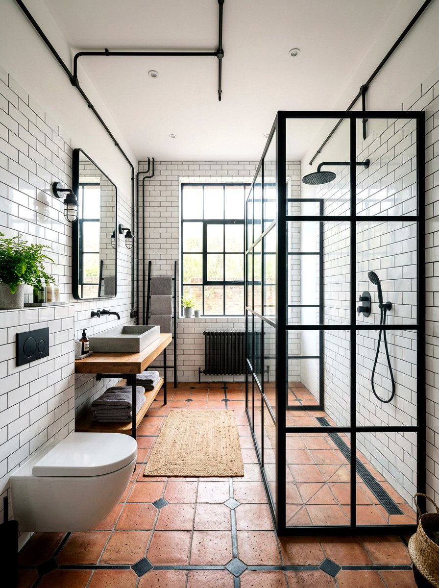 Terracotta And Black Accents - 30 terracotta bathroom ideas