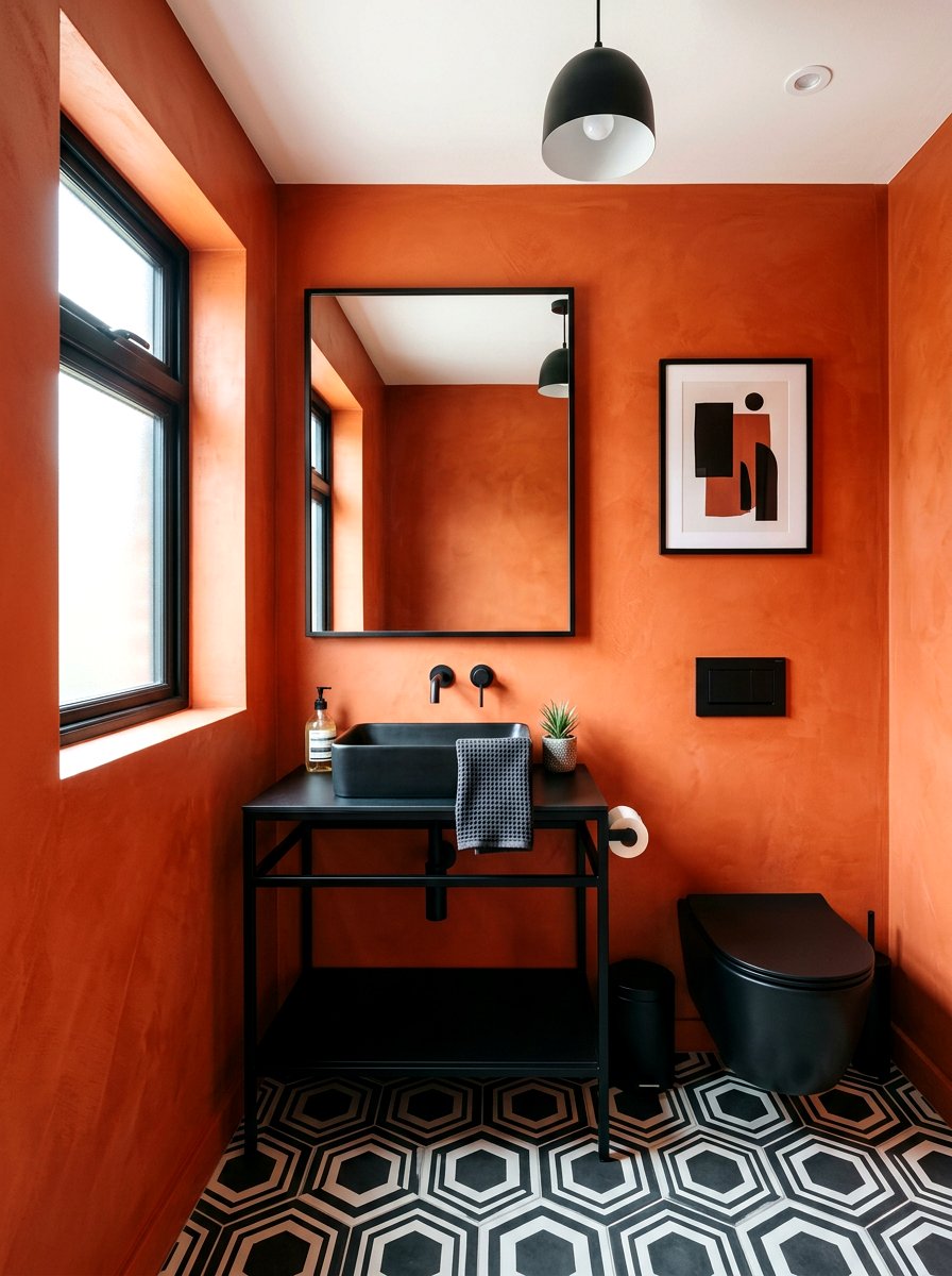 Terracotta And Black Powder Room - 30 terracotta powder room ideas