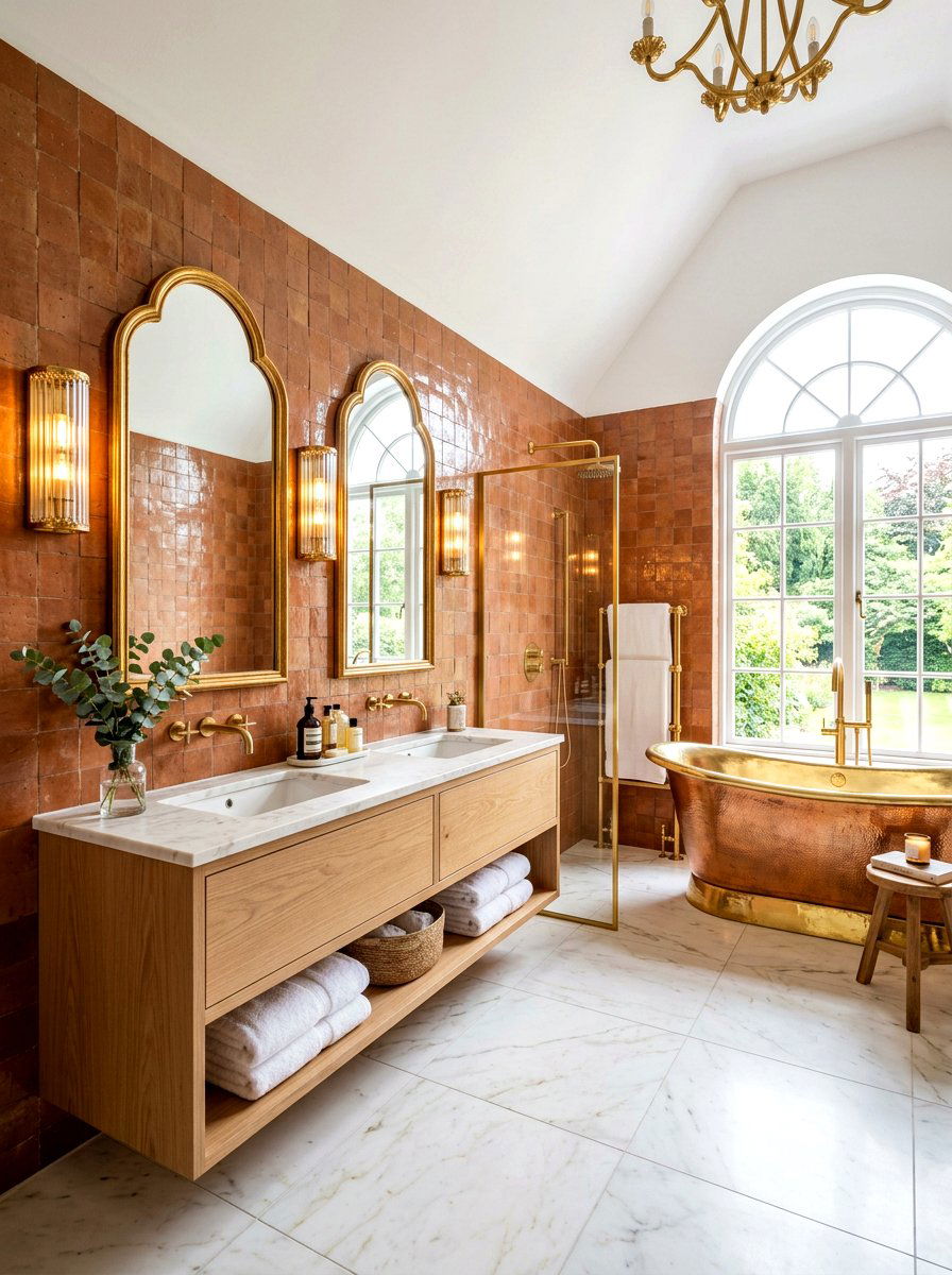 Terracotta And Gold Fixtures - 30 terracotta bathroom ideas