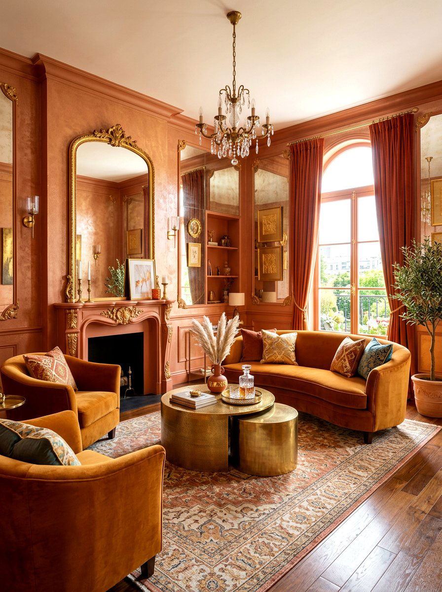Terracotta And Gold Living Room - 30 terracotta washed living room ideas