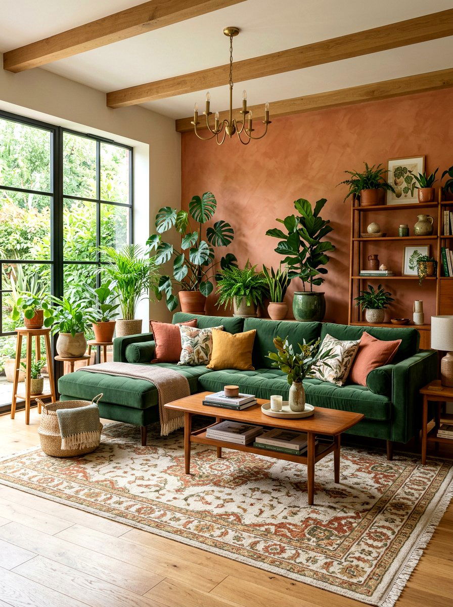 Terracotta And Green Living Room - 30 terracotta washed living room ideas
